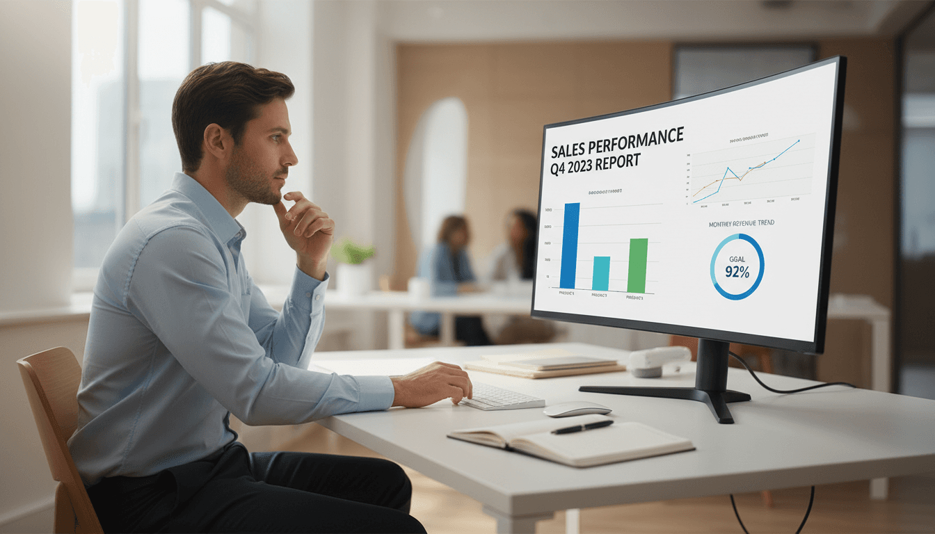 Professional dashboard with performance data charts on a monitor